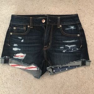 American Eagle stars and strips denim shorts