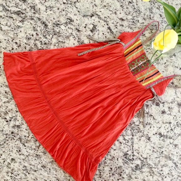 Free People Orange Needlepoint Babydoll dress - Picture 2 of 8