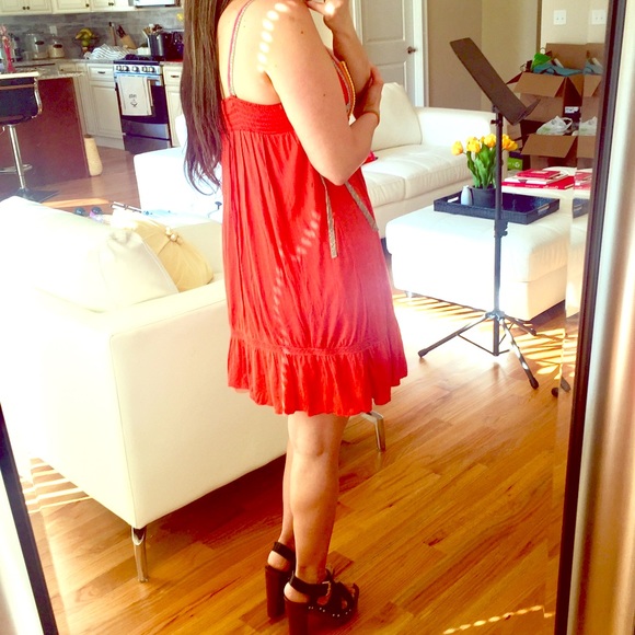 Free People Orange Needlepoint Babydoll dress - Picture 8 of 8