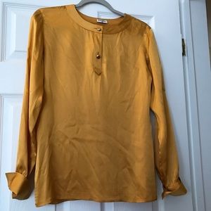 Honey Gold Chanel Authentic Silk Top Shirt Blouse