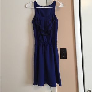 Navy Express Dress with Front Ruffle