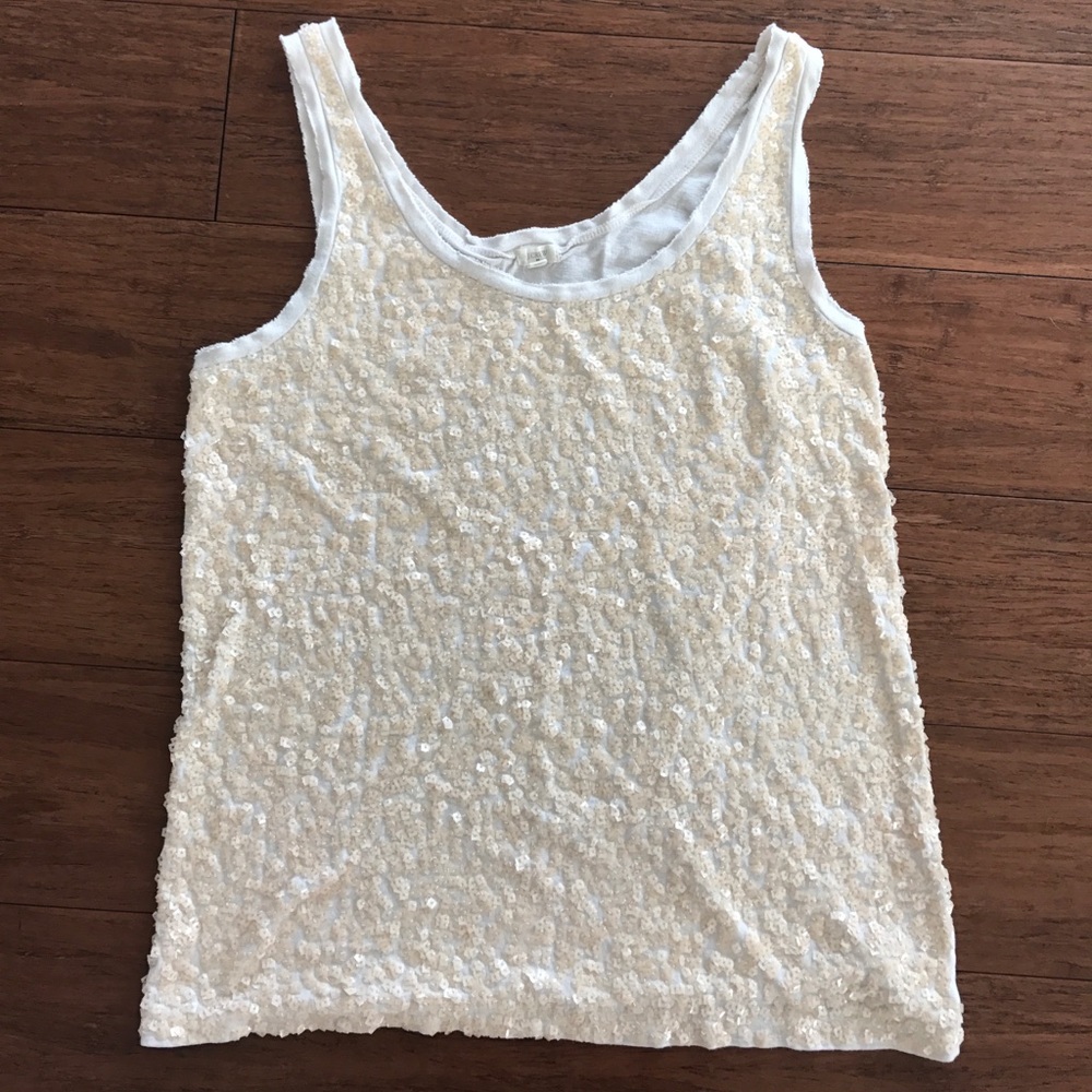 J Crew nude sequin tank M