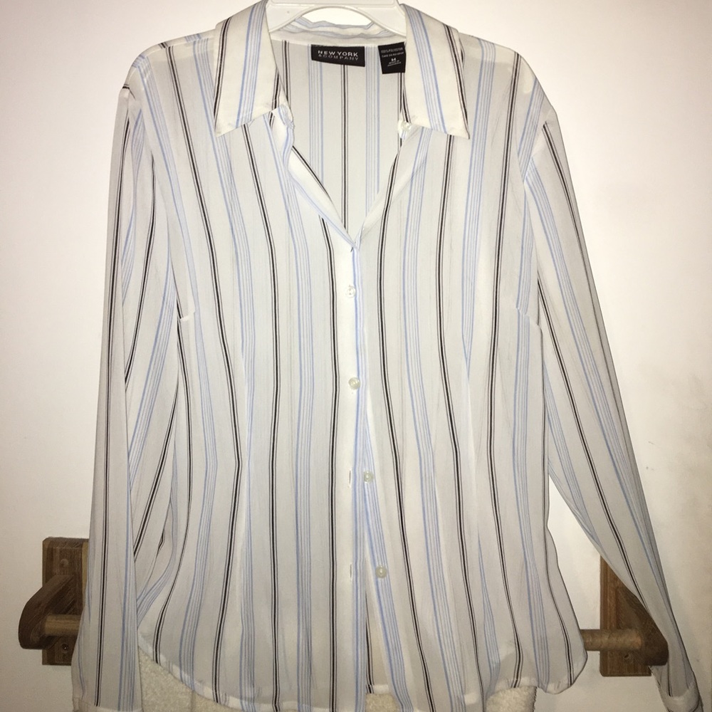 Sheer button down striped shirt
