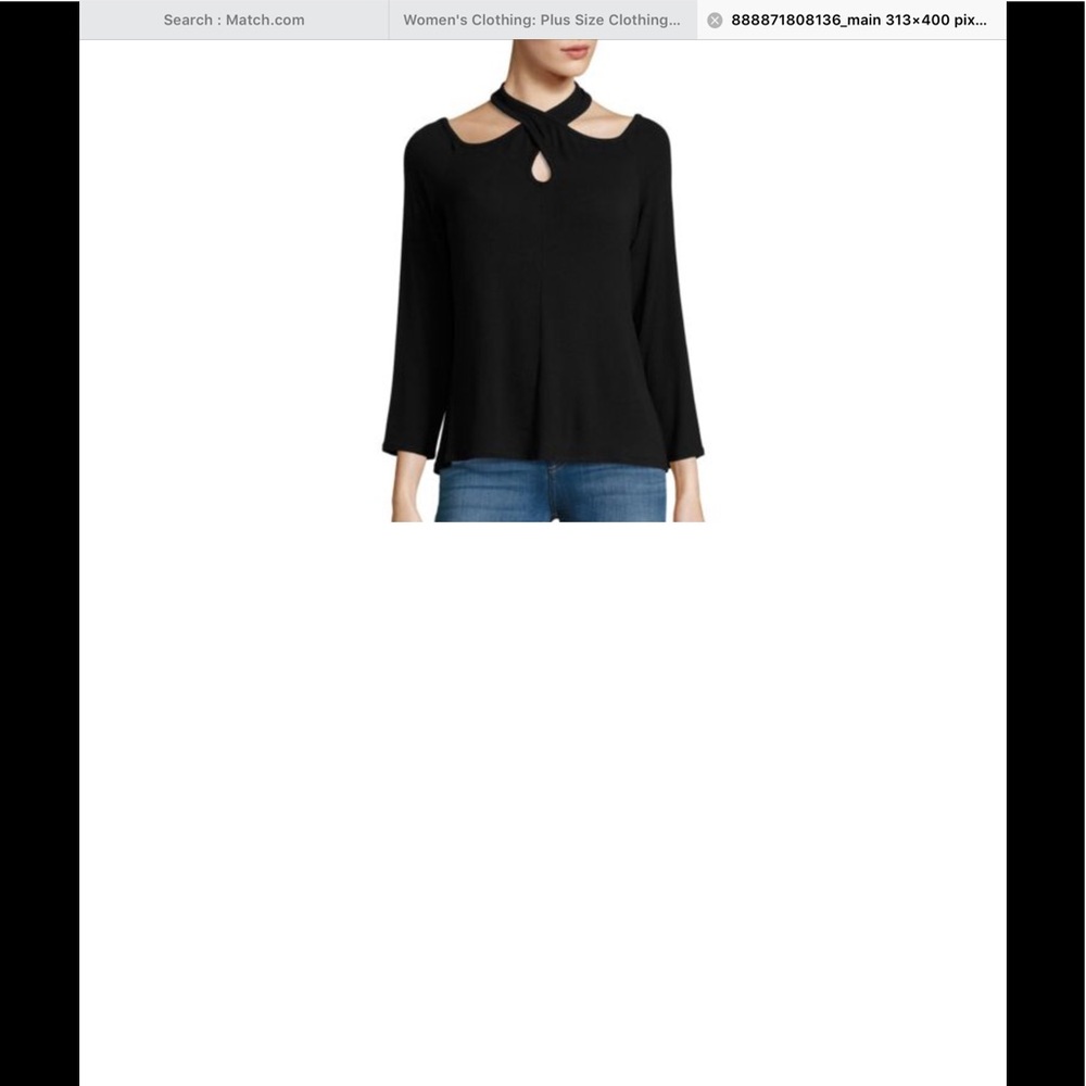 H by Halston ribbed cold shoulder top