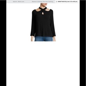 H by Halston ribbed cold shoulder top