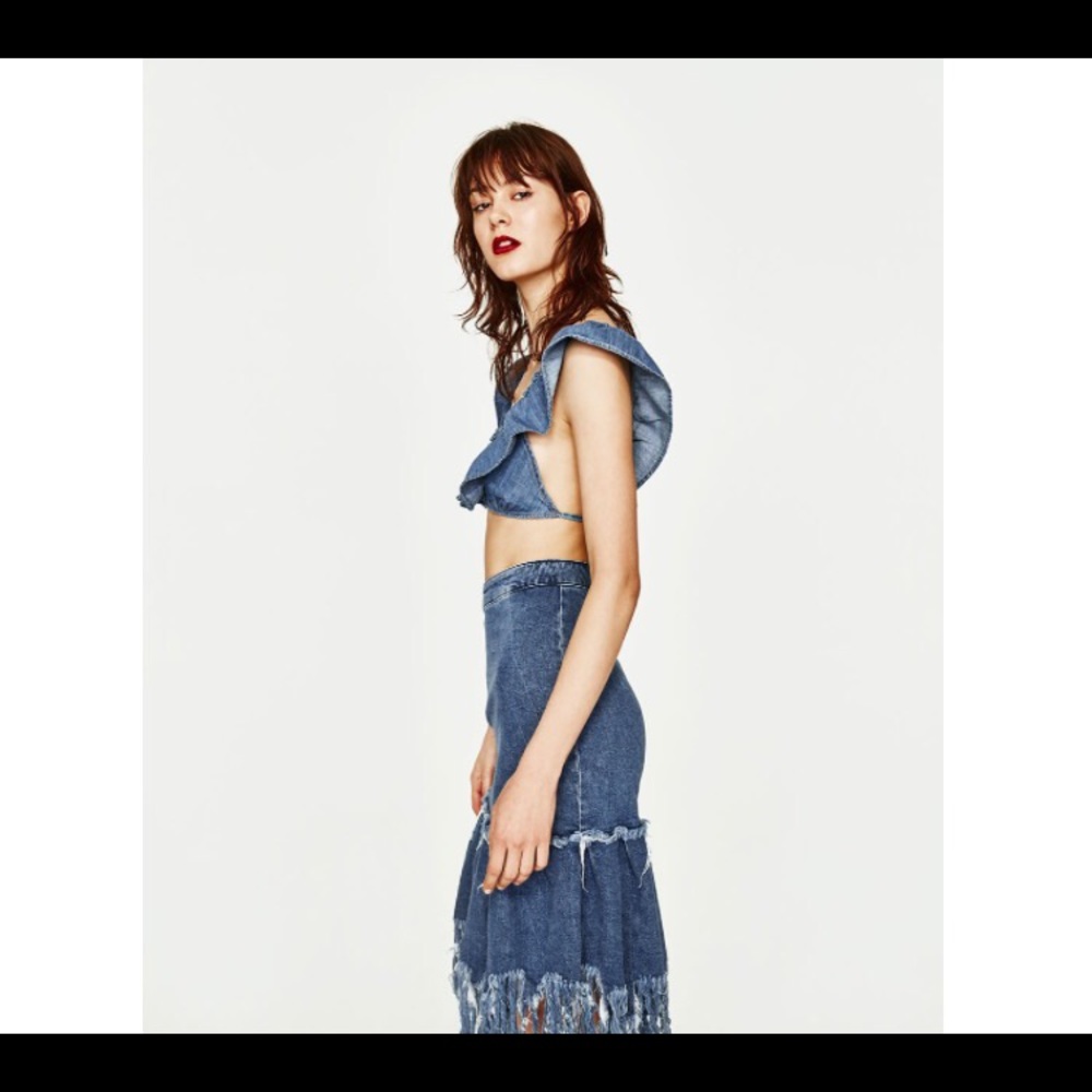 Zara crop denim top
