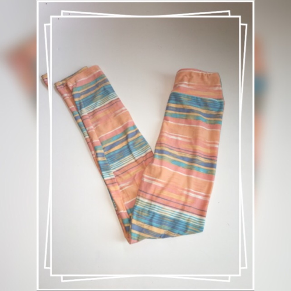 GUC tween pastel rainbow striped unicorn leggings