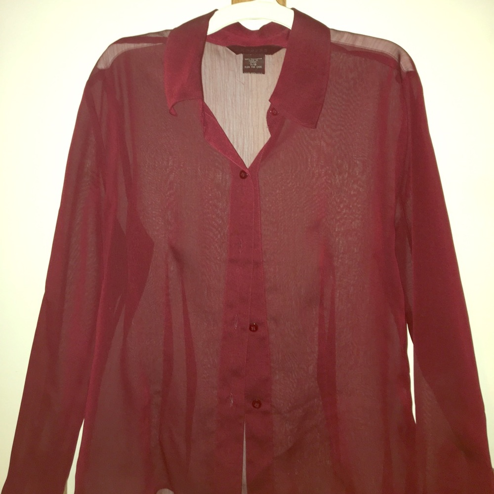 Sheer button down top