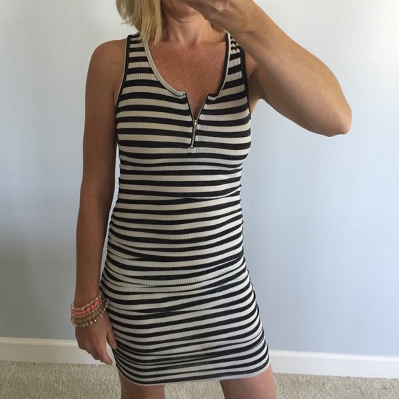 1 Large LeftStriped Bodycon Tank Dress - Picture 2 of 8