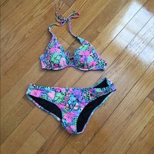 Victoria secret neon floral bikini-34B