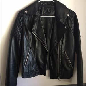 Faux leather biker jacket, Forever 21 size S