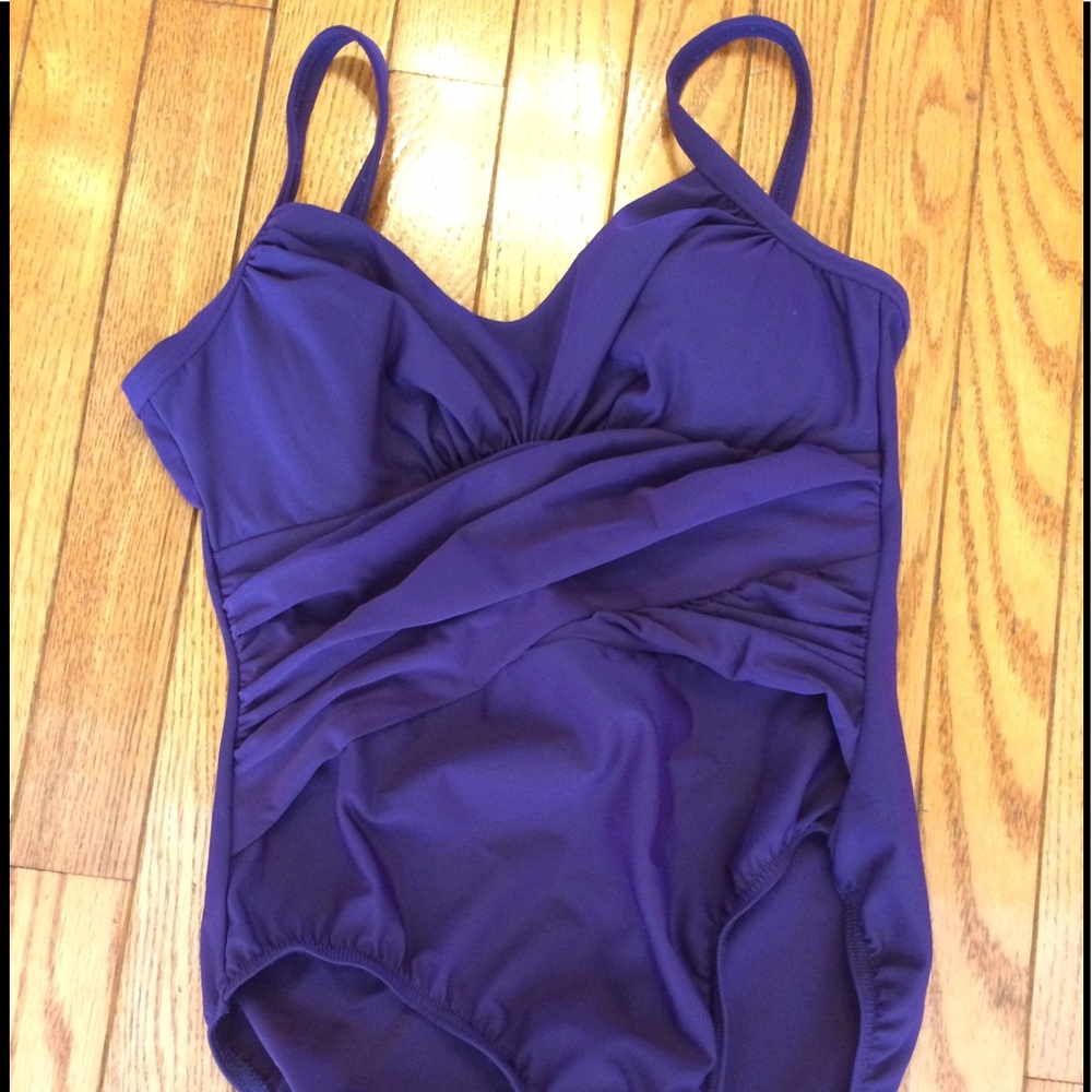 Purple Lands End one piece swimsuit 8P