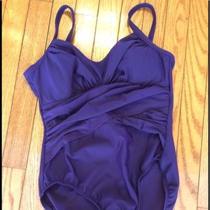 Purple Lands End one piece swimsuit 8P