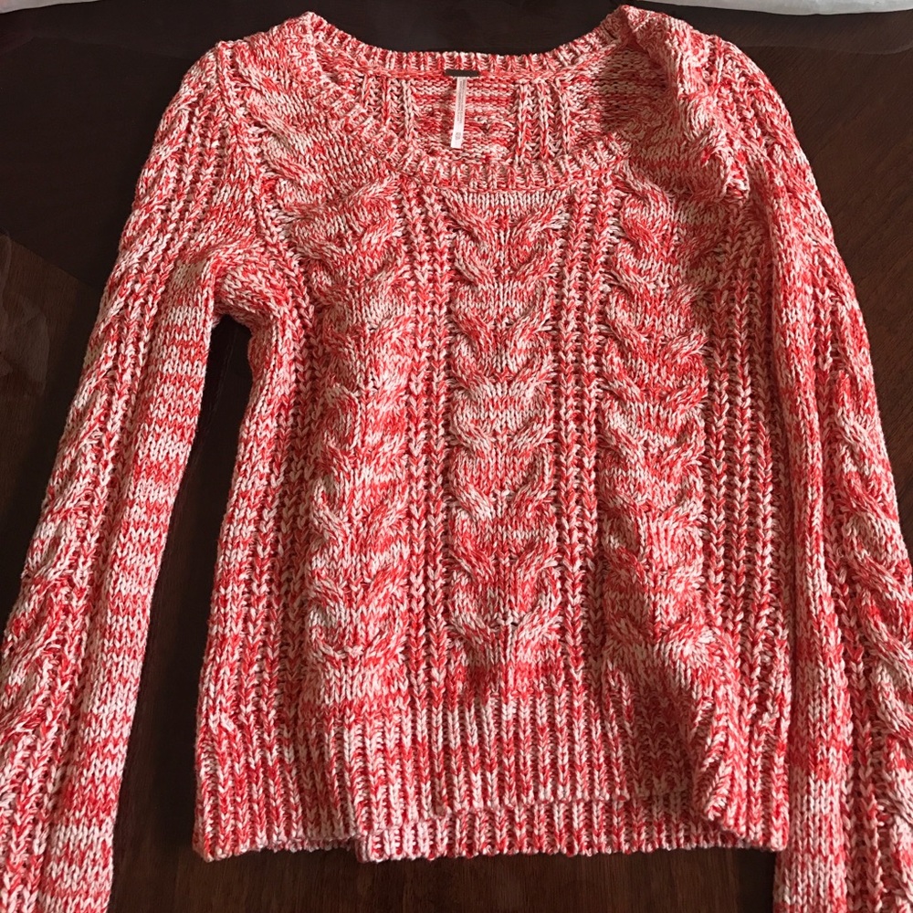 Free People XS Knit Sweater Orange/ White