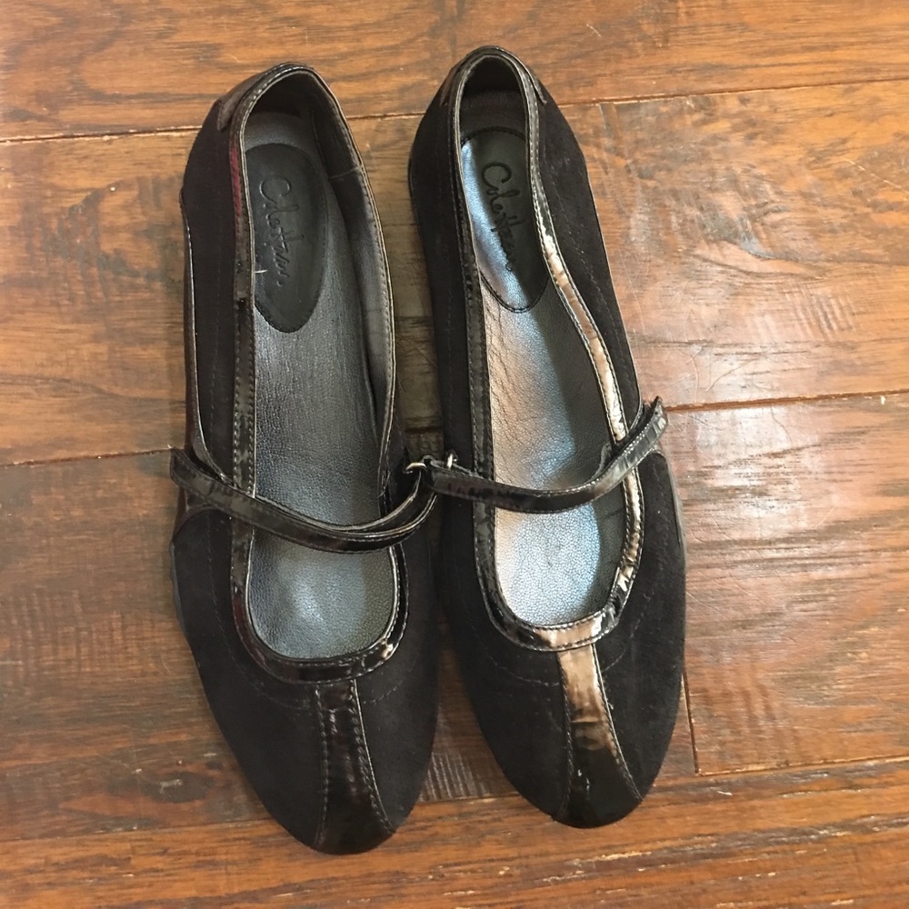 Cole Haan Nike Air black patent/suede leather flat