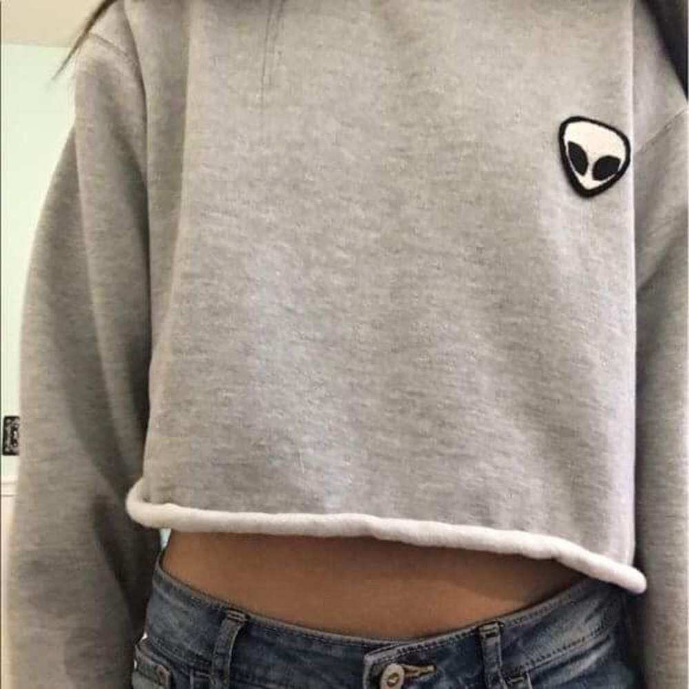 Brandy Melville Cropped Alien Emoji Sweatshirt