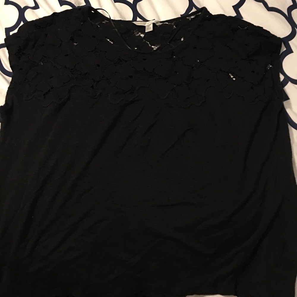 LC Lauren Conrad Black Lace Shirt