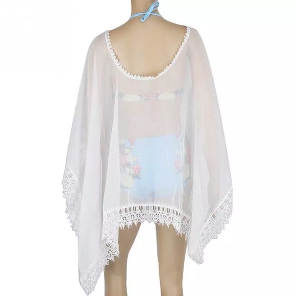☀️ Beach cover up swimsuit white shawl pullover - Picture 4 of 4