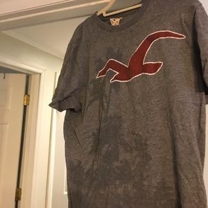 Gray and red Hollister seagull t shirt