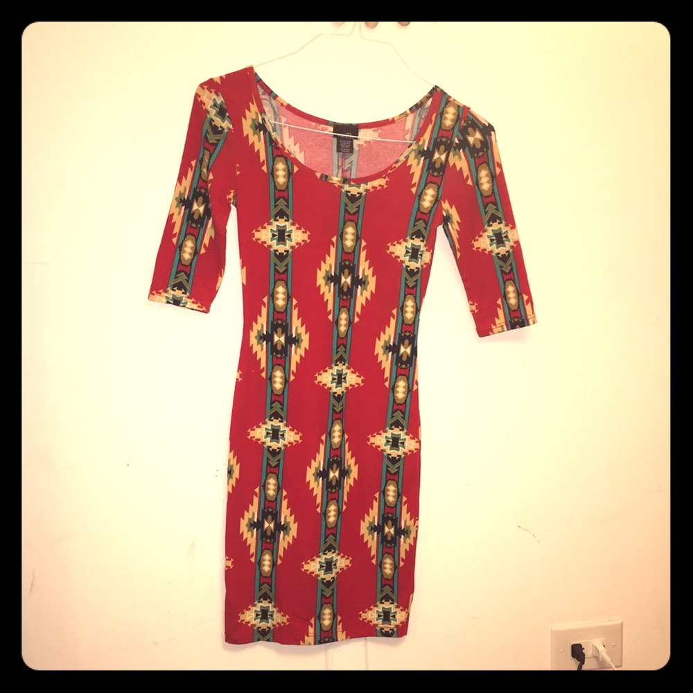 Rue 21 Tribal Patterned Red Dress
