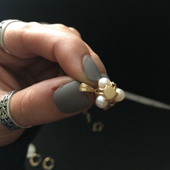 14kt Pearl and Ruby Drop Chain - Picture 4 of 4