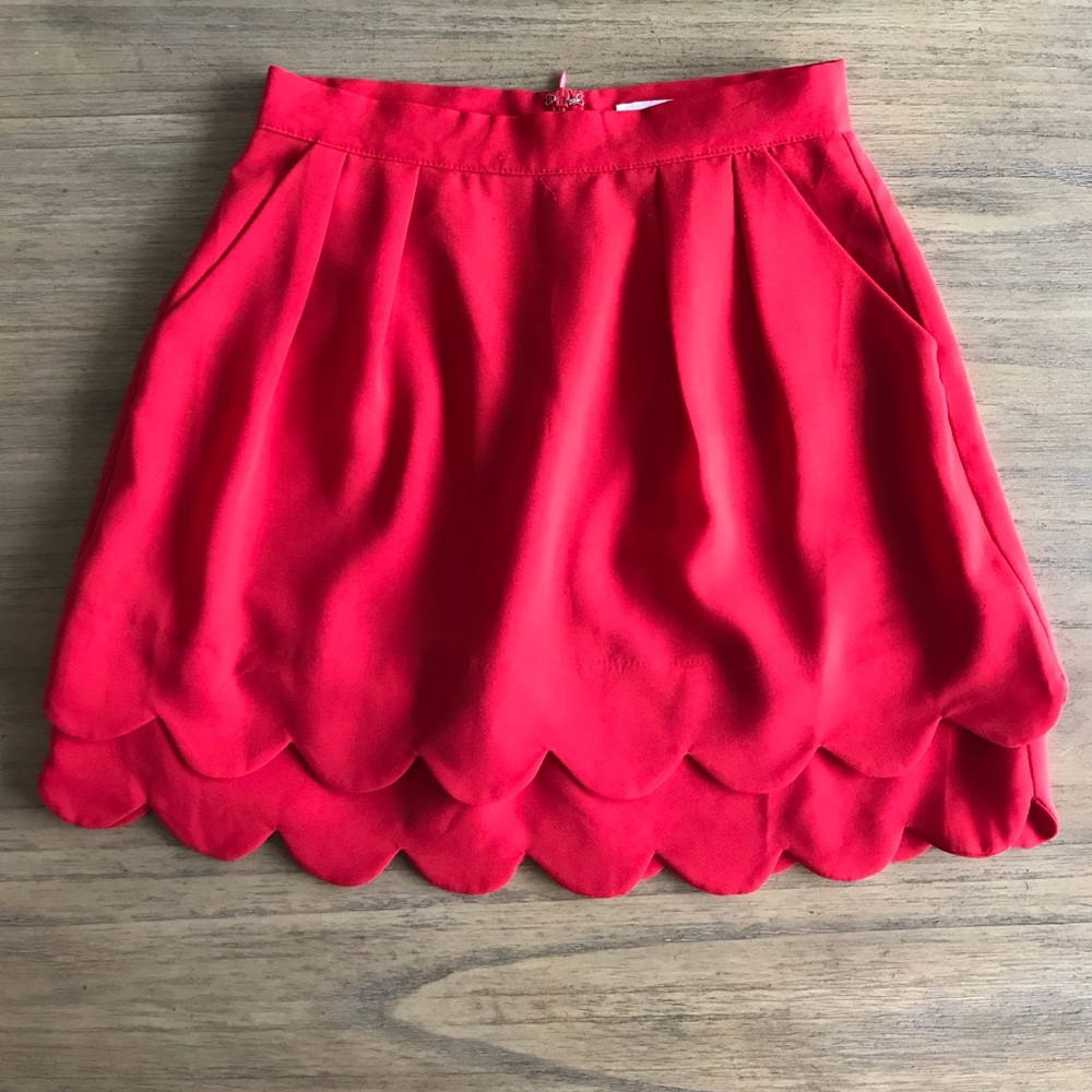 Red Sugarlips skirt with scalloped bottom edging