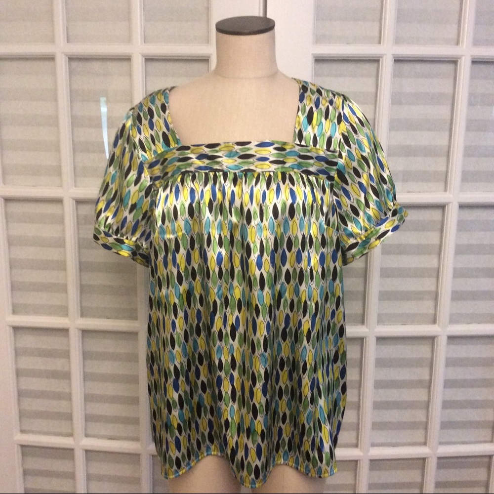 Lane Bryant Geo-print Short Sleeve Blouse Sz 14-16