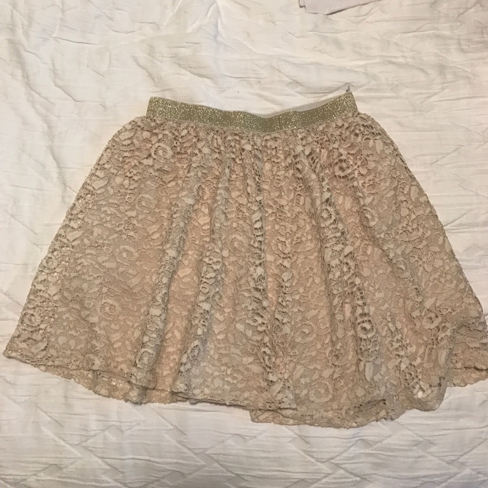 Urban Outfitters white and gold lace skirt