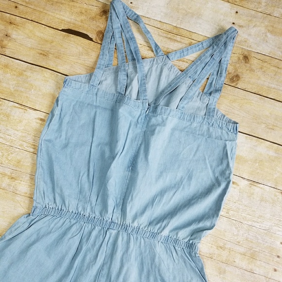 Fabletics Liza Romper In Light Blue Chambray - Picture 3 of 7