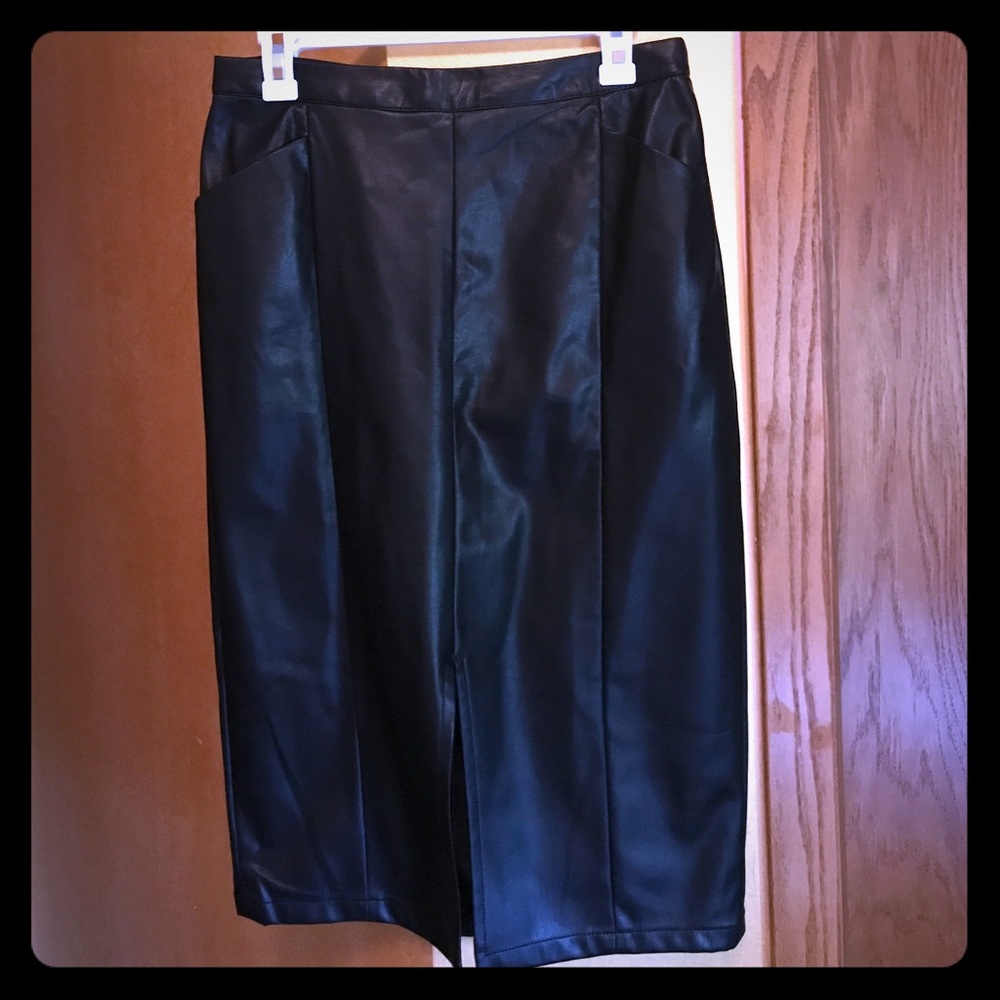 Target, leather midi pencil skirt, black, size 10