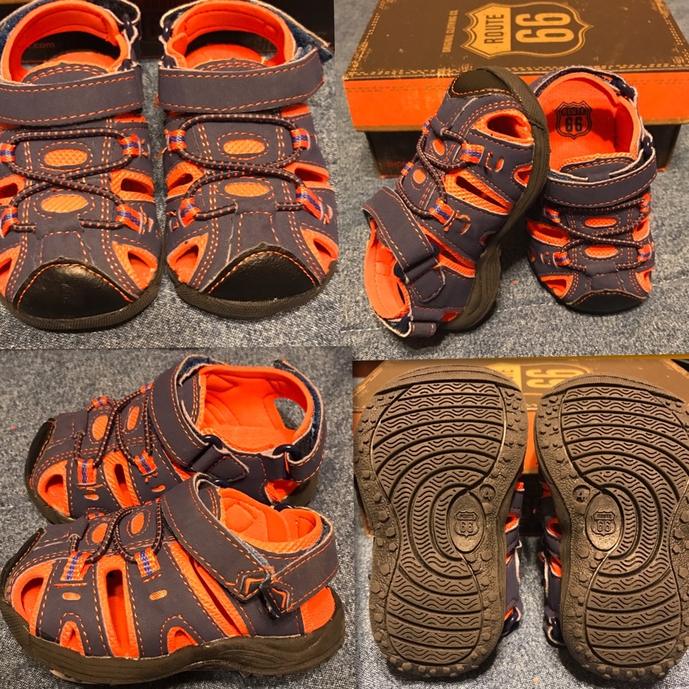Route 66 Navy & Orange Infant Sandals  Size 4