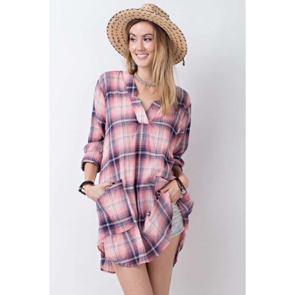>>LAST<< On the Repeat Plaid Tunic - Blue - Picture 6 of 6