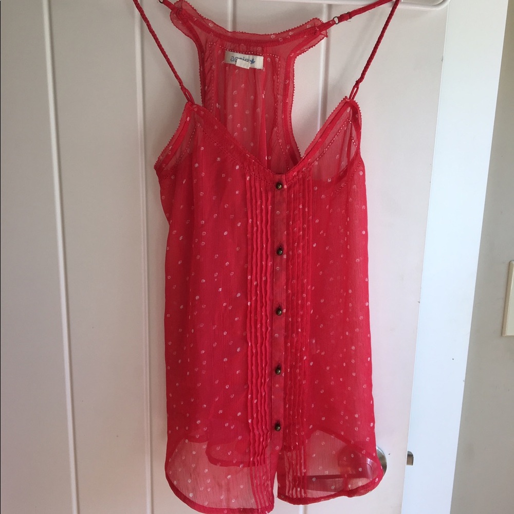 Sheer racerback polka dot tank w adjustable straps
