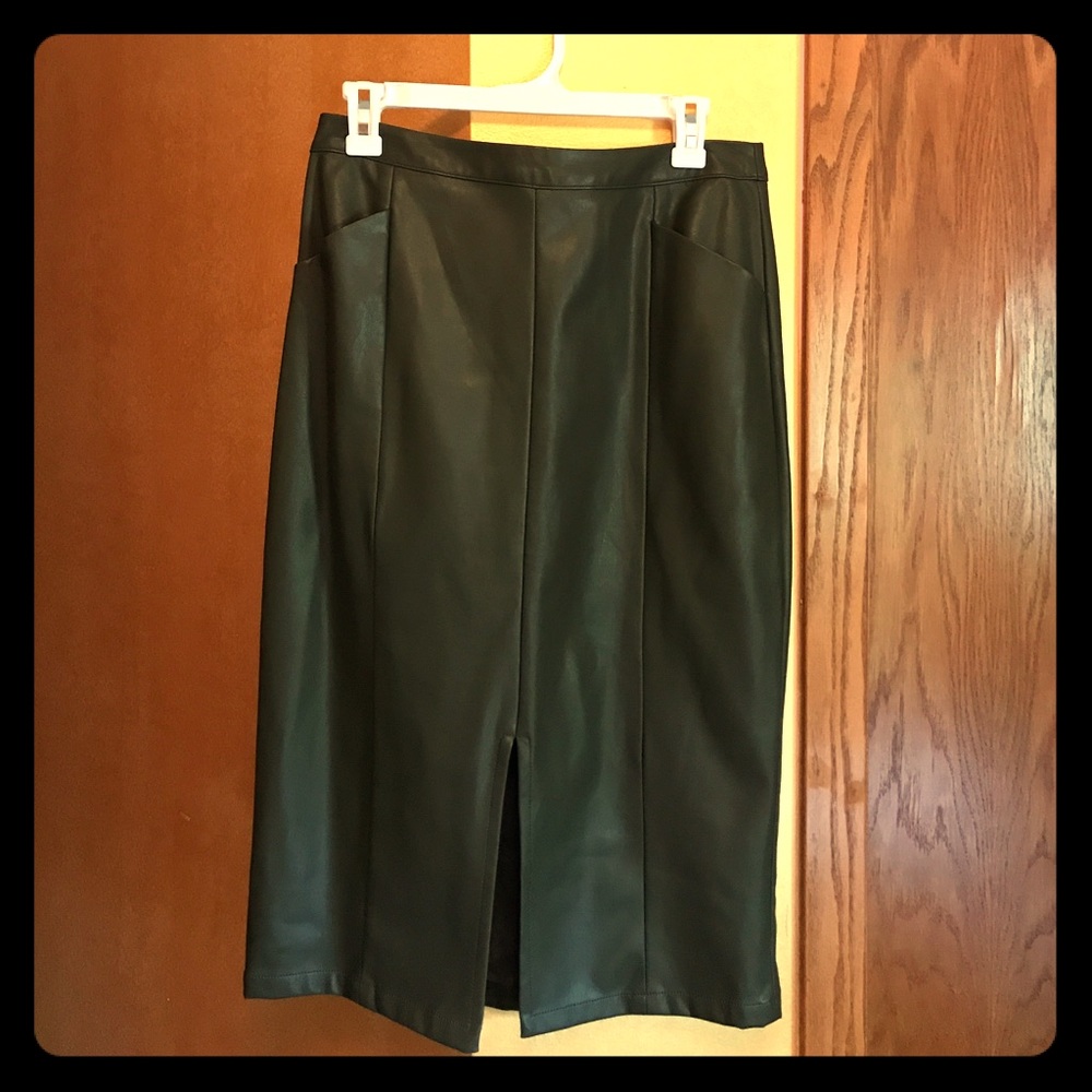 Target,leather pencil skirt, olive green, size 10