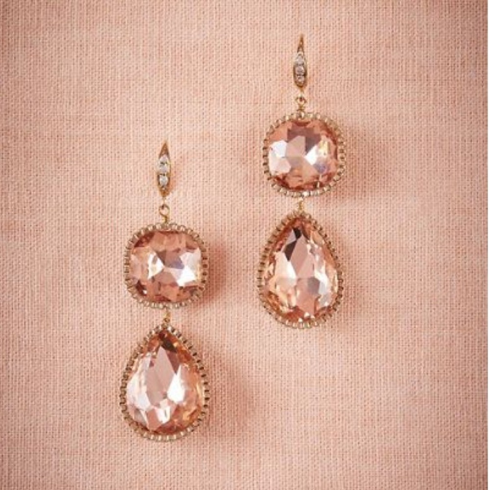 BHLDN Lille Drop Earrings, Blush/ Rose Gold