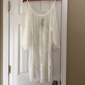Cream lace dress/beach cover up. NWT. Sz 2 or med