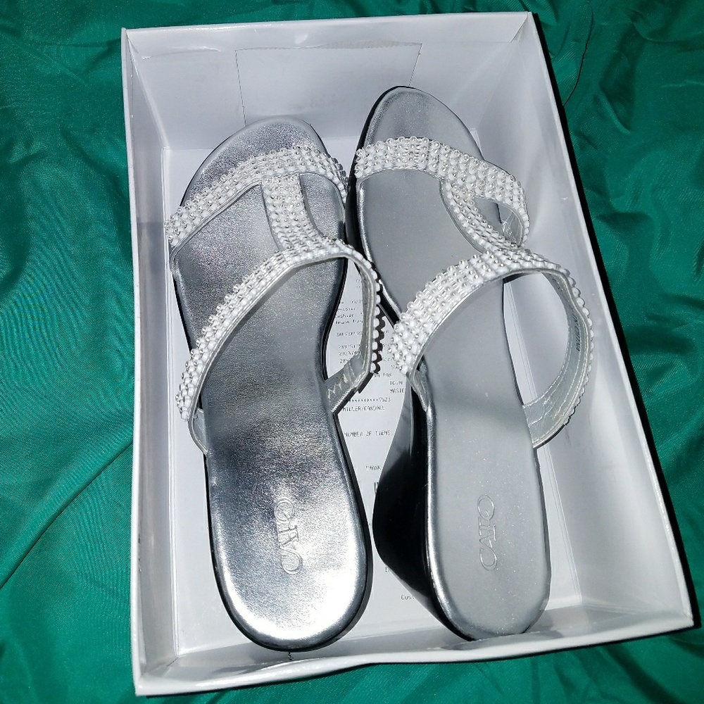White dressy wedge shoes