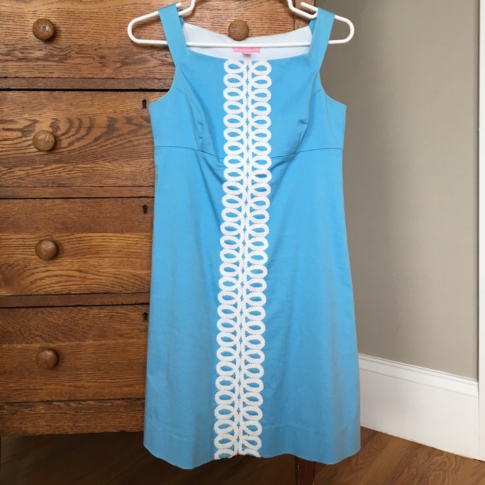 Lilly Pulitzer light blue dress with white lace