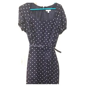 Navy blue and white polka dot dress
