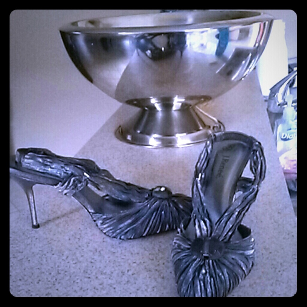 Pewter sling back heels