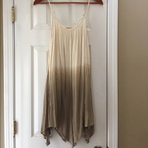 Cream & beige gauze spaghetti strap dress. M