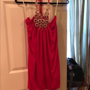 Sky brand pink jeweled mini dress size small