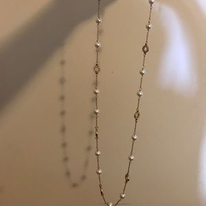 J. Crew diamond and pearl necklace