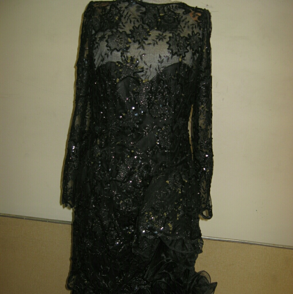 Mignon long black party dress