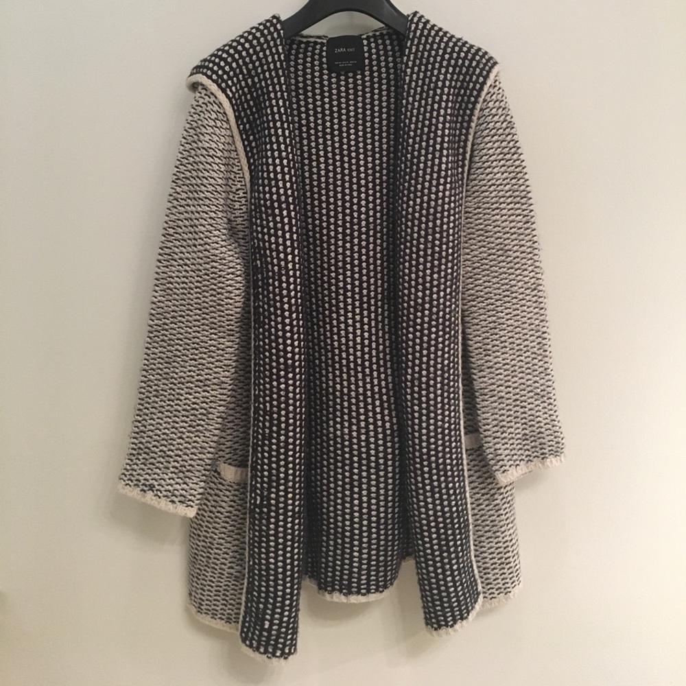 Zara hooded wool sweater coat