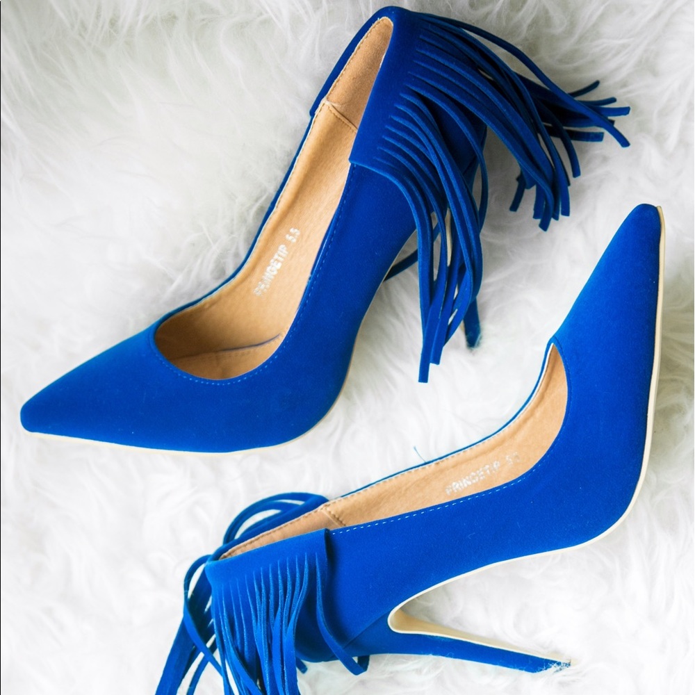 Cobalt blue fringe pumps/ shoes