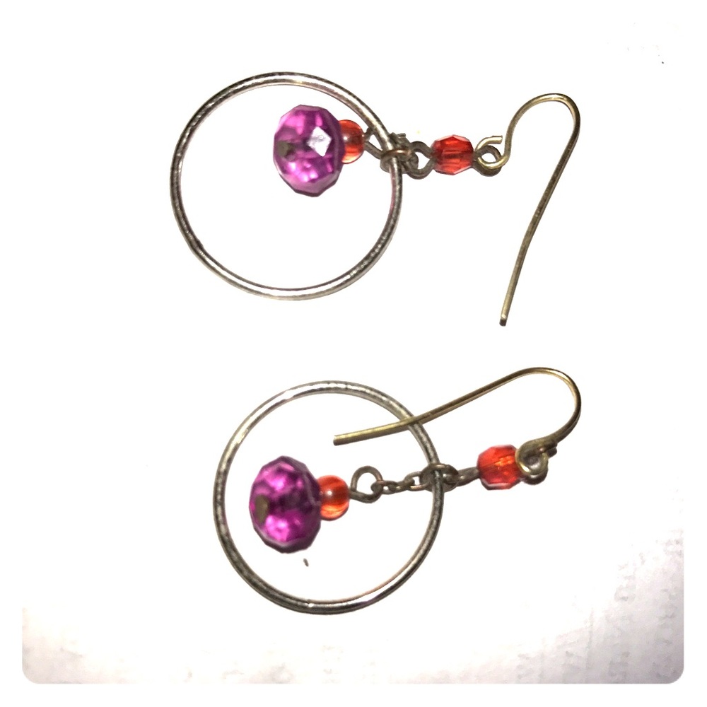 Red and purple earrings