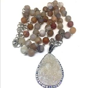 Druzy genuine stone necklace with druzy pendant