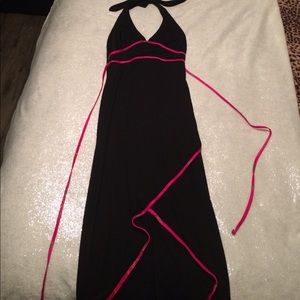 Black & Pink Asymmetric Halter Dress Size M