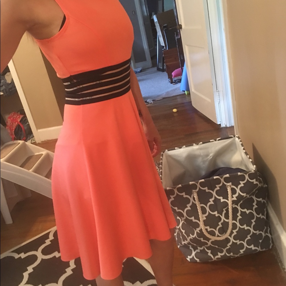 Coral see-through Mid Riff Dress!